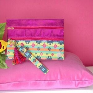 Colorful Geometric Clutch with Tassel